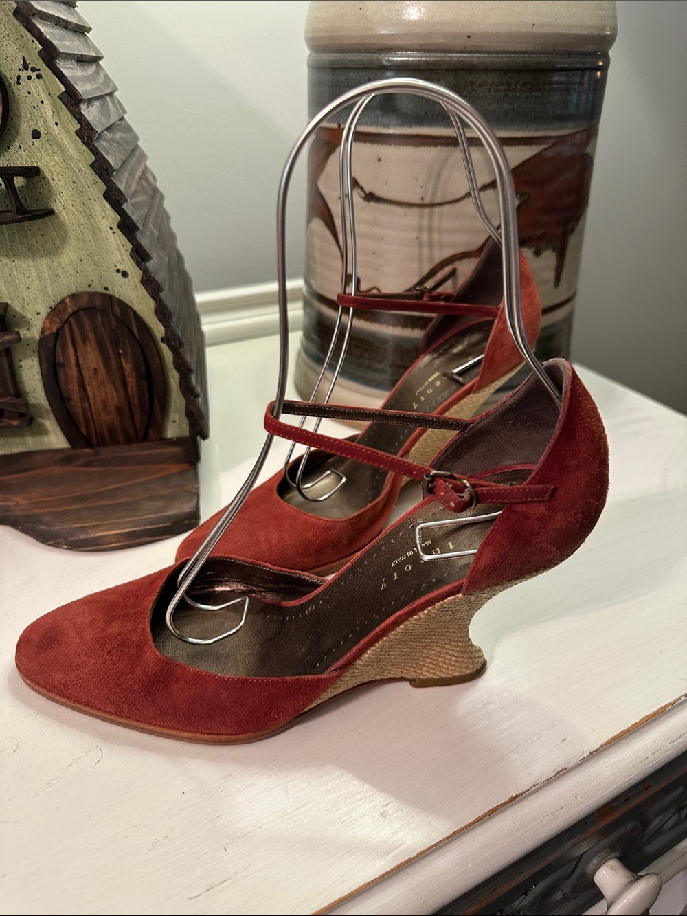 Theory Rust Suede Wedges 37.5